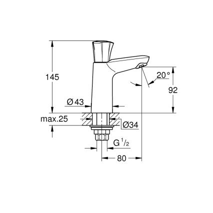 GROHE 20186001 - Настольный вентиль COSTA L DN 15 полированный хром