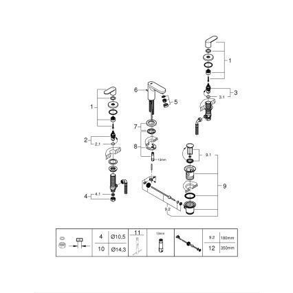 GROHE 20187000-трехотверстный смеситель для раковины EUROSMART COSMOPOLITAN DN 15 хром