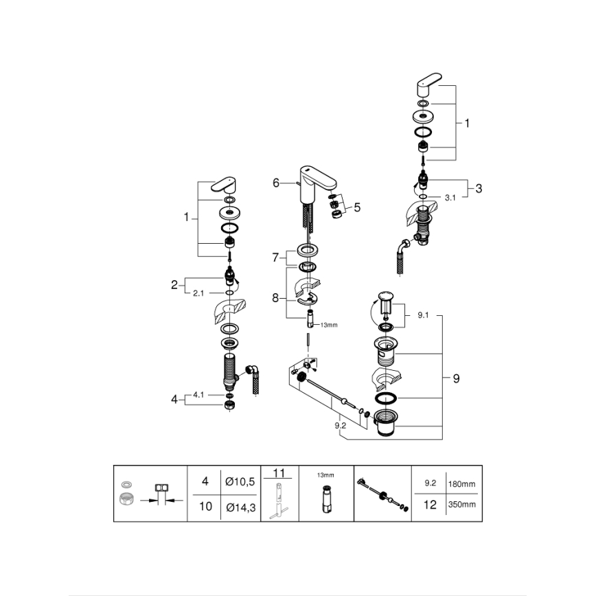 GROHE 20187000-трехотверстный смеситель для раковины EUROSMART COSMOPOLITAN DN 15 хром