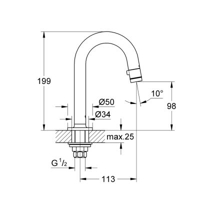 GROHE 20201000 - Настільний вентиль UNIVERSAL 113 мм, полірований хром