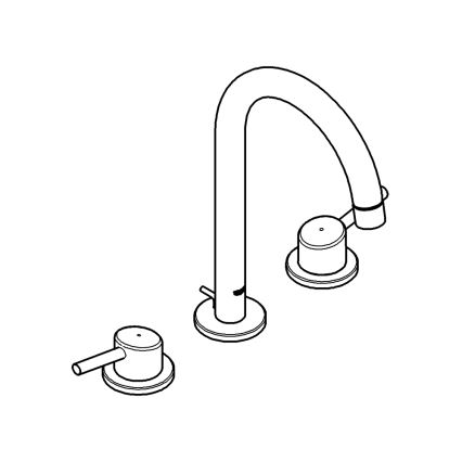 GROHE 20216001 - трёхотверстный смеситель для умывальника CONCETTO DN 15, размер L, хром