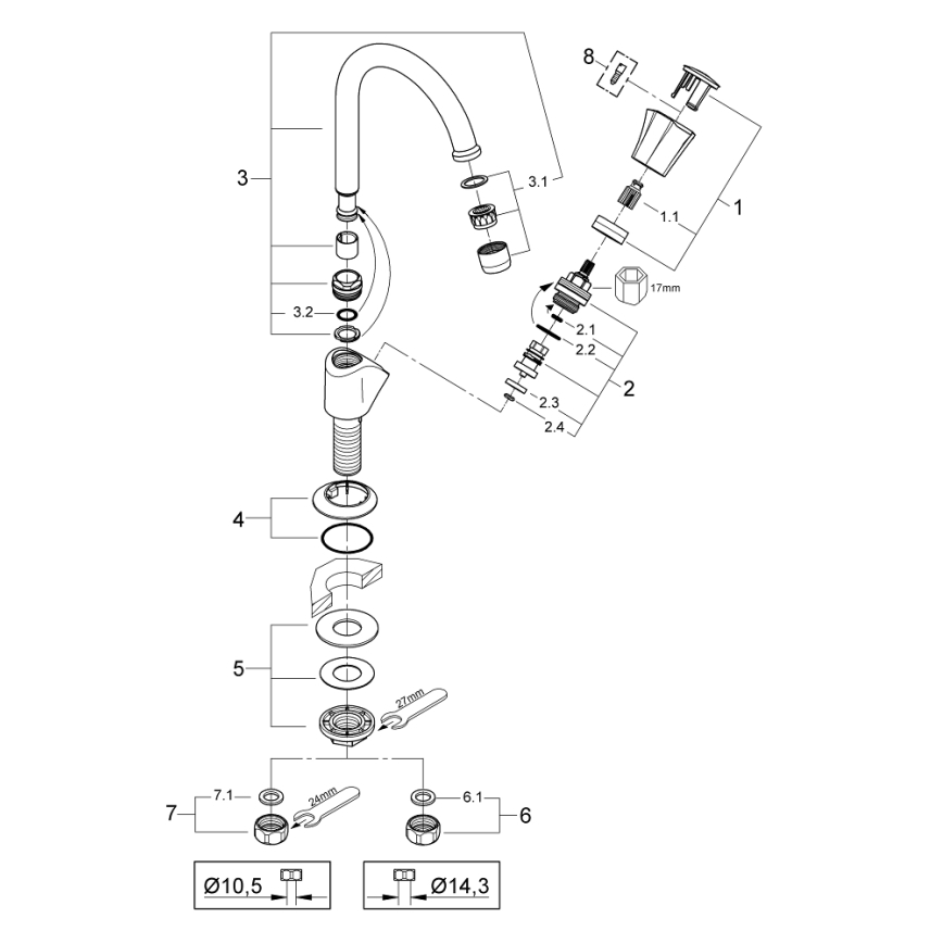 GROHE 20393001 - Напольный вентиль COSTA L DN 15 полированный хром