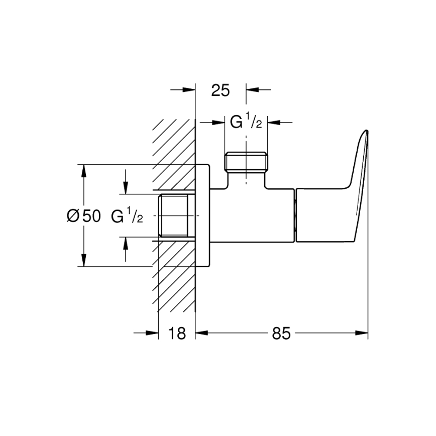 GROHE 22009001 - Кутовий вентиль DN 15, глянцевий хром