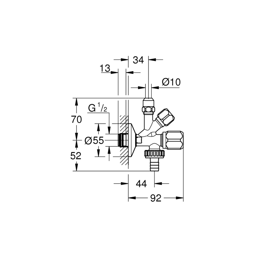 GROHE 22036000 - комбинированный угловой вентиль ORIGINAL WAS® DN 15 блестящий хром