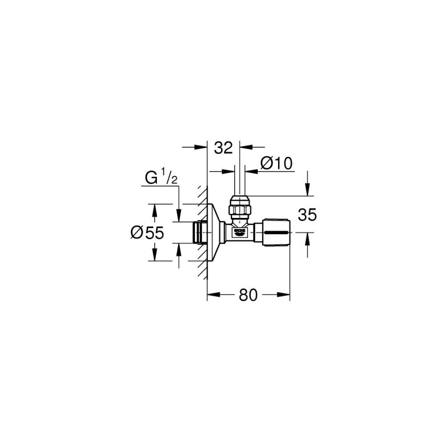 GROHE 22039000 - Угловой вентиль UNIVERSAL DN 15, глянцевый хром