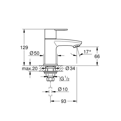GROHE 23039002 - Змішувач для умивальника EUROSTYLE COSMOPOLITAN розмір XS хром