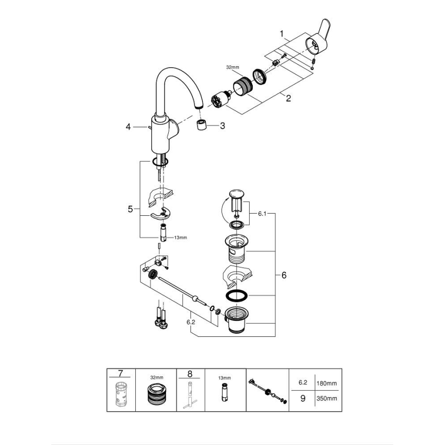 GROHE 23043003 - Змішувач для умивальника EUROSTYLE COSMOPOLITAN, розмір L, хром
