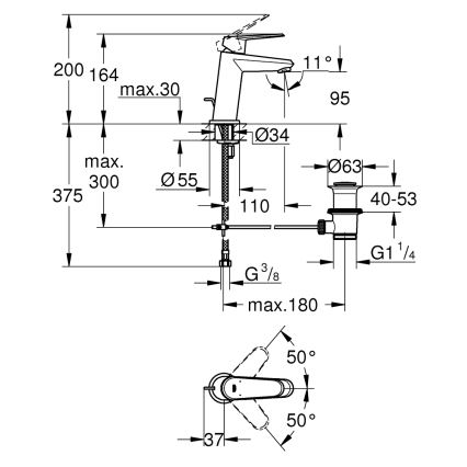 GROHE 23049002 - Змішувач для умивальника EURODISC COSMOPOLITAN, розмір S, хром