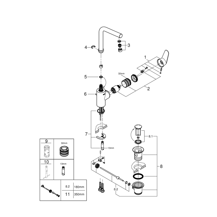 GROHE 23054003 - Раковинний змішувач EURODISC COSMOPOLITAN розмір L хром