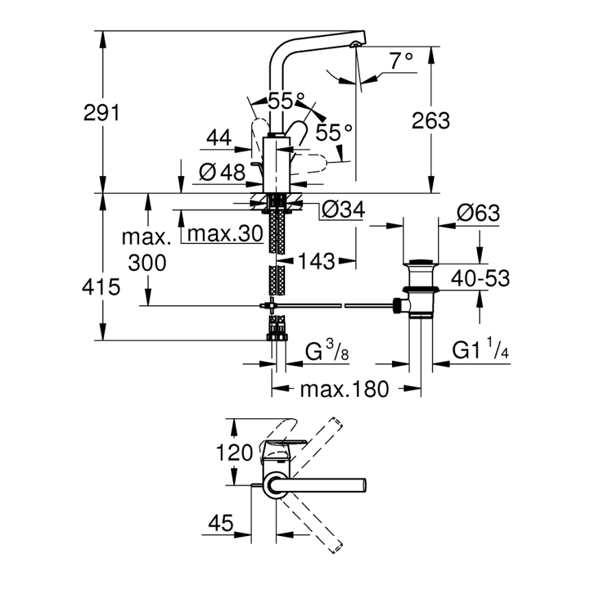 GROHE 23054003 - Раковинний змішувач EURODISC COSMOPOLITAN розмір L хром