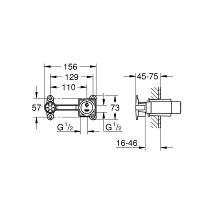 GROHE 23200000 - Встраиваемый монтажный корпус для однорычажного смесителя, латунь