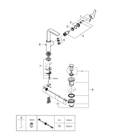GROHE 23296001 - смеситель для умывальника LINEARE, размер L, полированный хром