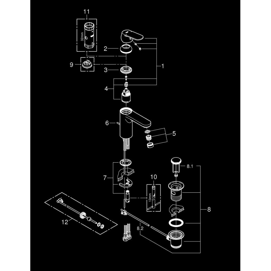 GROHE 23325000 - Змішувач для умивальника EUROSMART COSMOPOLITAN, розмір M, хром
