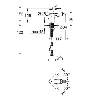 GROHE 23332001 - Смеситель для биде BAUEDGE, размер S, глянцевый хром