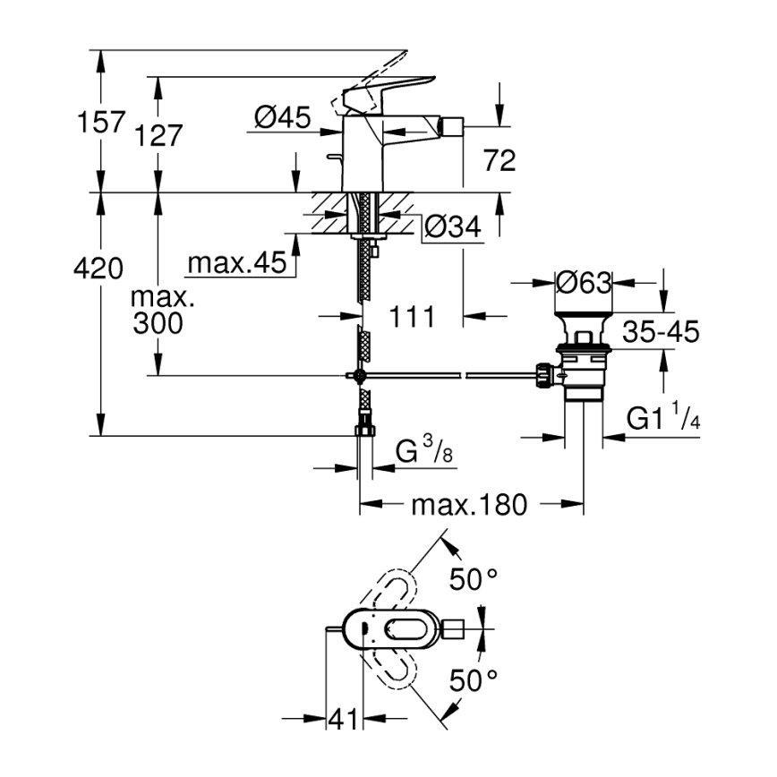 GROHE 23338000 - смеситель для биде BAULOOP, глянцевый хром