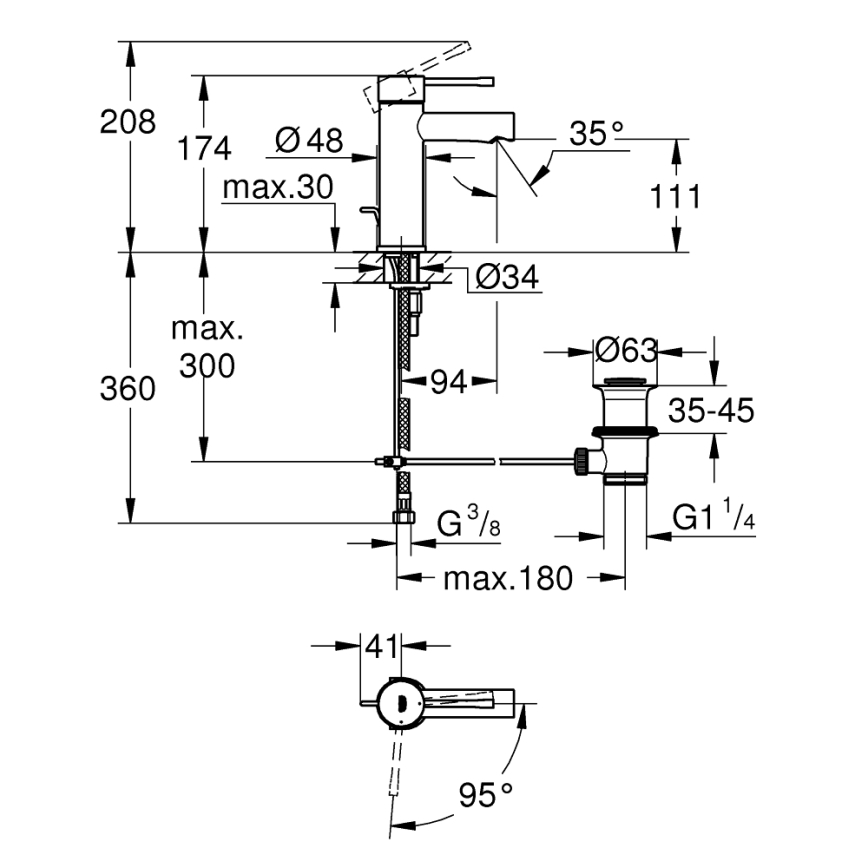 GROHE 23379001 - Змішувач для умивальника ESSENCE, полірований хром