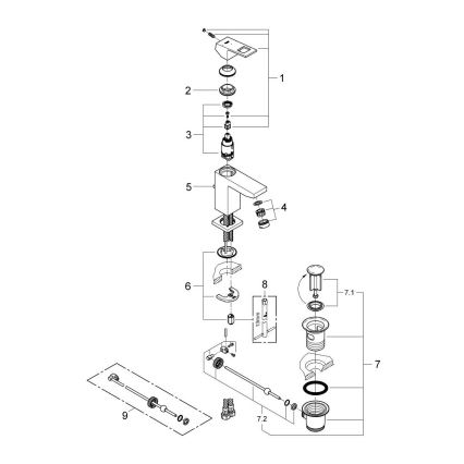 GROHE 2339000E - раковинный смеситель EUROCUBE DN 15 глянцевый хром