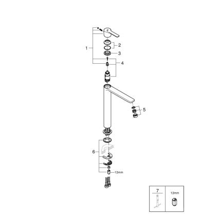 GROHE 23405AL1 - Змішувач для умивальника LINEARE, розмір XL, графіт