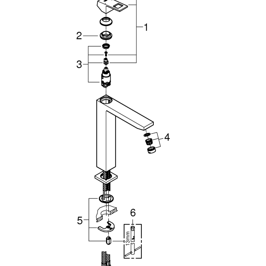 GROHE 23406000 - Змішувач для умивальника EUROCUBE, розмір XL, блискучий хром
