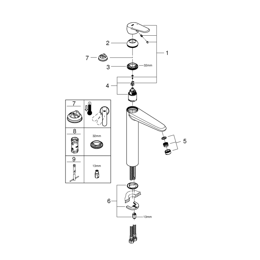 GROHE 23432000 - Раковинный смеситель EURODISC COSMOPOLITAN размер XL хром