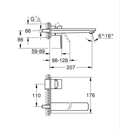 GROHE 23444001 - Змішувач для умивальника з двома отворами LINEARE 207 мм, глянцевий хром