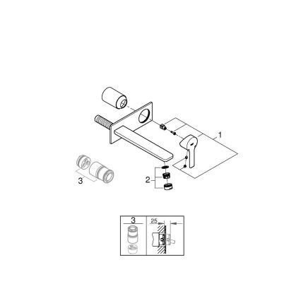 GROHE 23444AL1 - встраиваемый смеситель для раковины LINEARE, 207 мм, графит