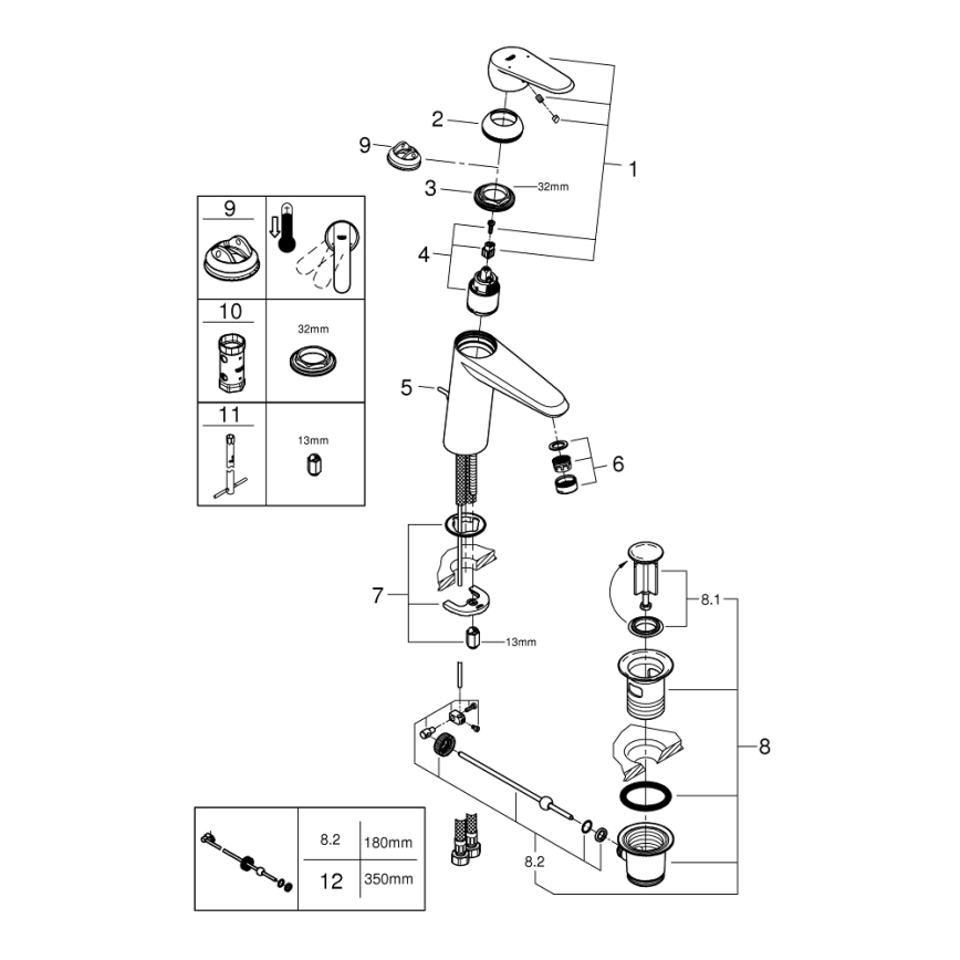 GROHE 23448002 - Змішувач для умивальника EURODISC COSMOPOLITAN, розмір M, хром