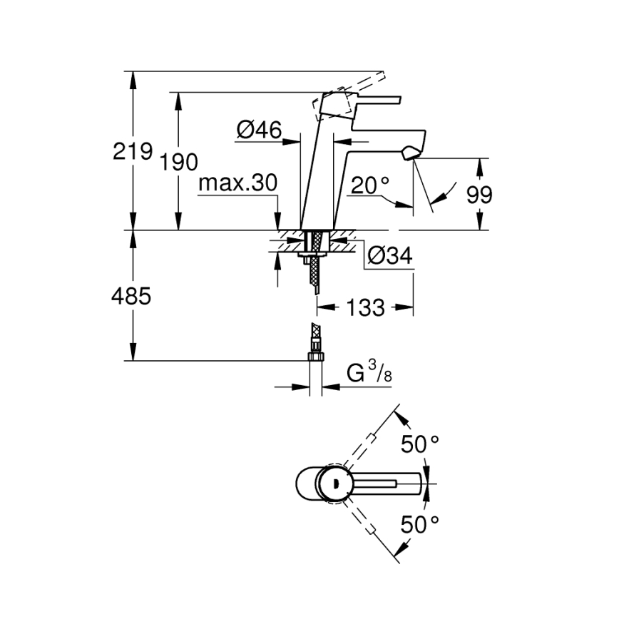 GROHE 23451001 - Раковинный смеситель CONCETTO DN 15, глянцевый хром