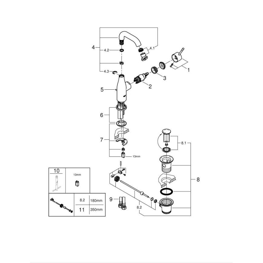 GROHE 23462001 - Раковинный смеситель ESSENCE DN 15, размер M, хром (глянцевый)