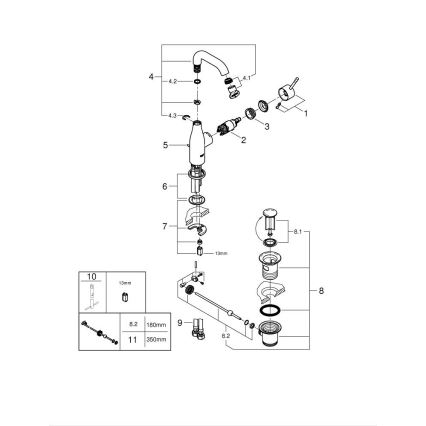 GROHE 23462DC1 - Змішувач для умивальника ESSENCE, розмір M, нержавіюча сталь