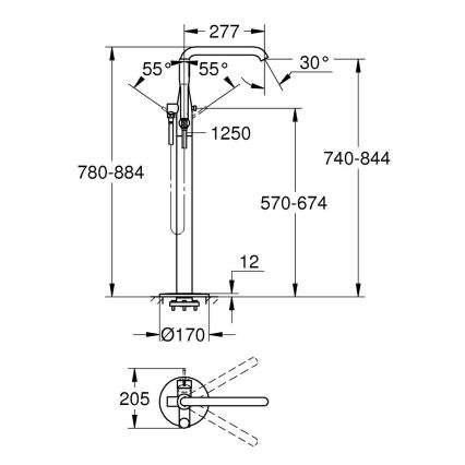 GROHE 23491DC1 - смеситель для ванны ESSENCE, 277 мм, нержавеющая сталь
