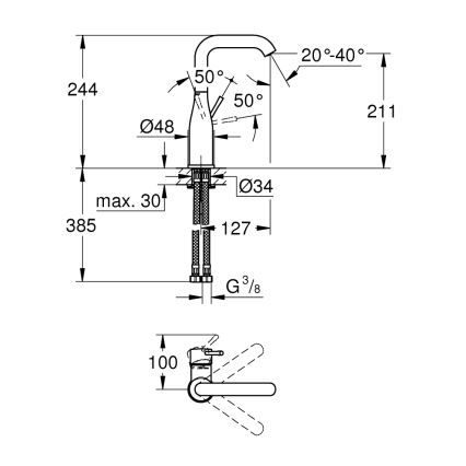 GROHE 23541001 - Смеситель для раковины ESSENCE DN 15 полированный хром