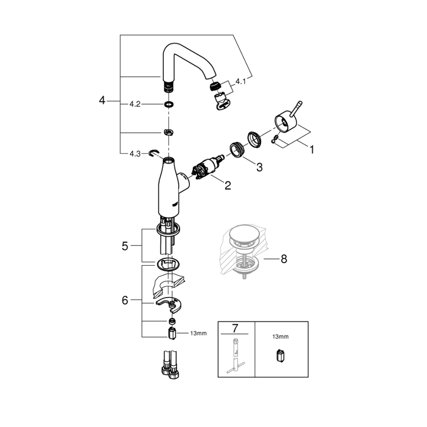 GROHE 23541001 - Змішувач для умивальника ESSENCE DN 15, полірований хром