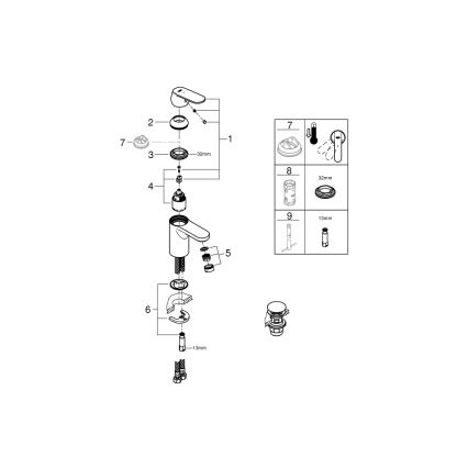 GROHE 23586000 - Раковинный смеситель GET, размер S, глянцевый хром