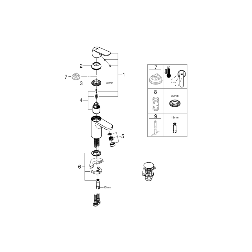 GROHE 23586000 - Раковинный смеситель GET, размер S, глянцевый хром