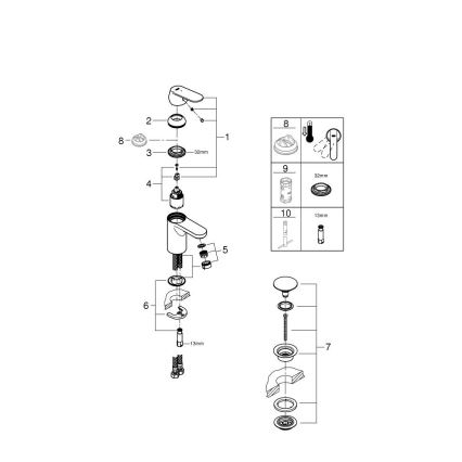GROHE 23586LS0 - смеситель для раковины GET, размер S, белый
