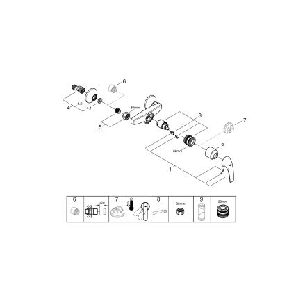 GROHE 23631000 - Душовий змішувач BAUCURVE 150 мм, блискучий хром