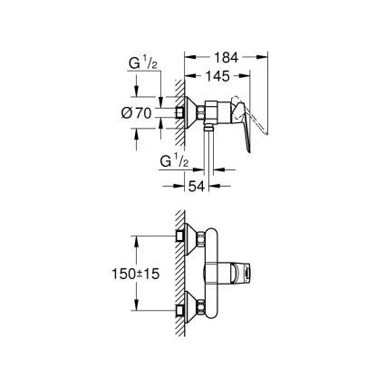 GROHE 23634000 - душовий змішувач BAULOOP DN 15 полірований хром