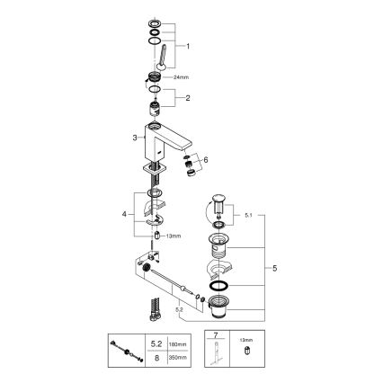 GROHE 23657000 - Змішувач для умивальника EUROCUBE JOY, розмір M, блискучий хром