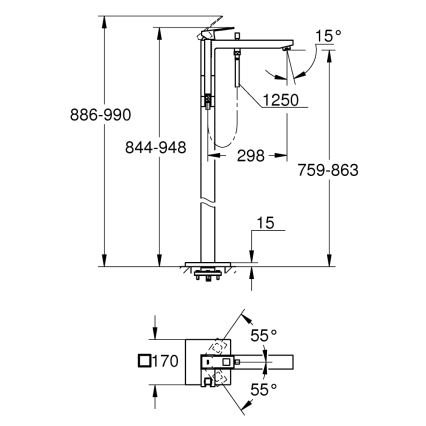 GROHE 23672001 - Ванний змішувач EUROCUBE 298 mm полірований хром