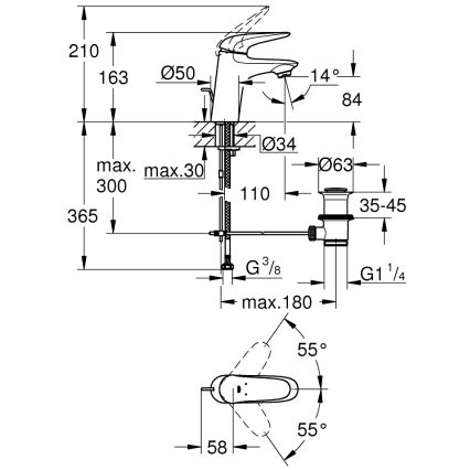 GROHE 23707003 - смеситель для умывальника EUROSTYLE 163 мм глянцевый хром