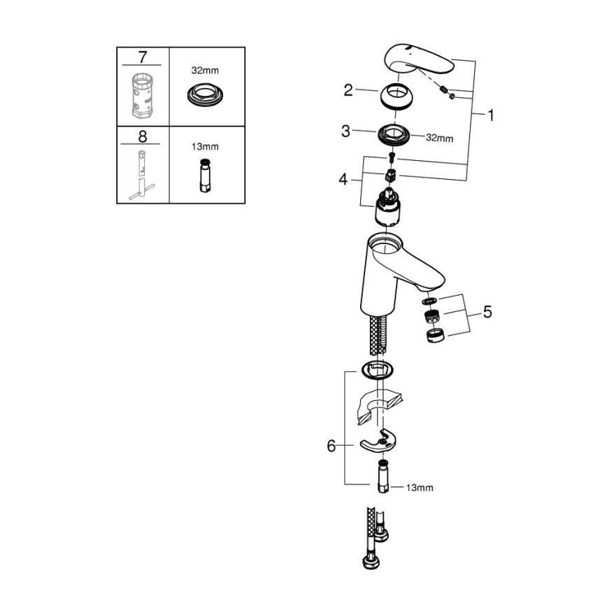 GROHE 23715003 - Смеситель для раковины EUROSTYLE, размер S, глянцевый хром