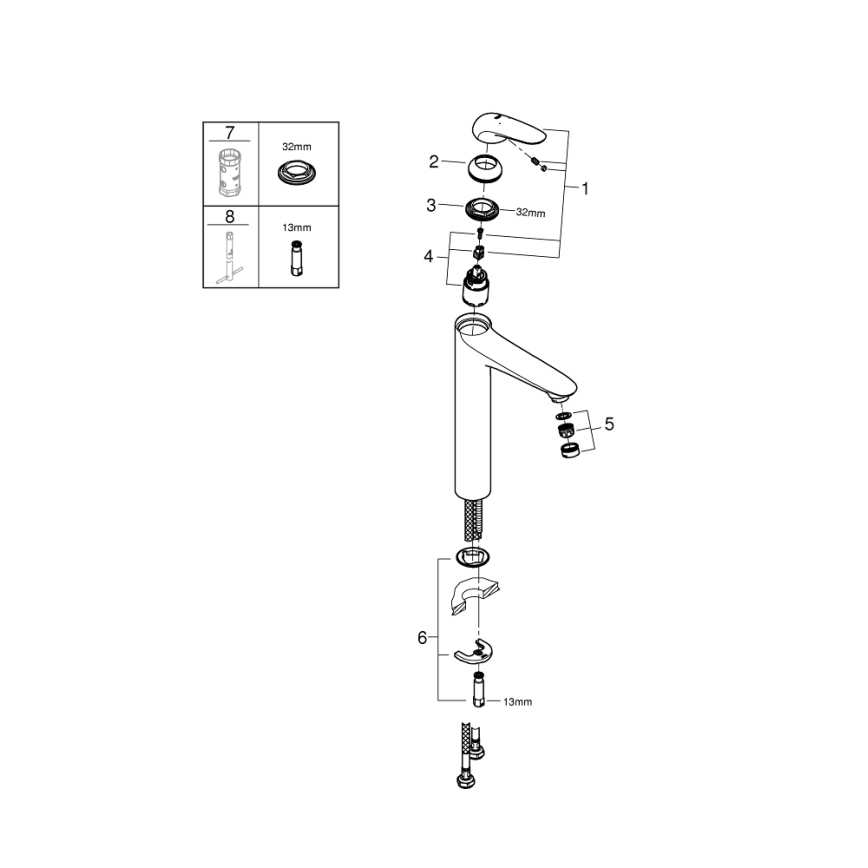 GROHE 23719003 - Смеситель для умывальника EUROSTYLE XL, глянцевый хром