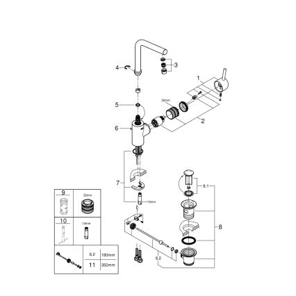 GROHE 23739002 - Смеситель для раковины CONCETTO 291 mm полированный хром