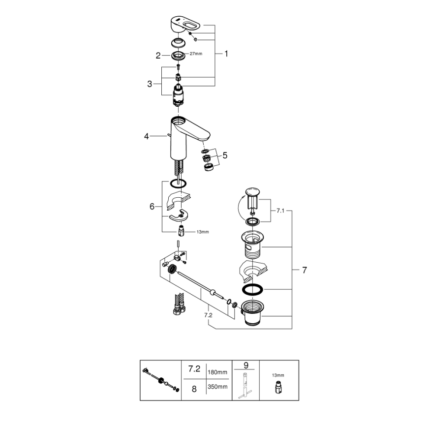 GROHE 23762000 - Змішувач для умивальника BAULOOP DN 15 глянцевий хром