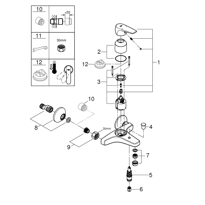 GROHE 23772000 - Змішувач для ванни START FLOW 150 мм полірований хром