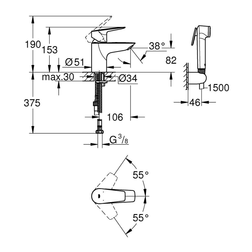 GROHE 23773001 - Змішувач для умивальника START EDGE розмір S глянцевий хром