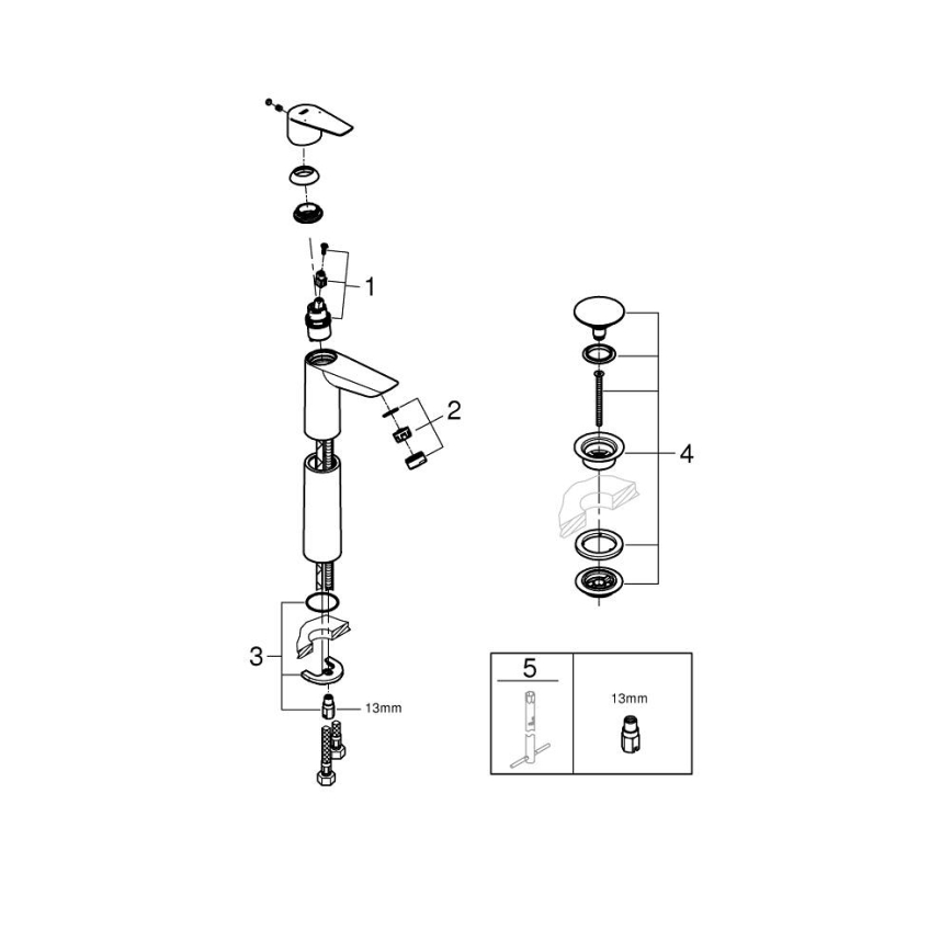 GROHE 23777001 - Змішувач для умивальника START EDGE, розмір XL, глянцевий хром
