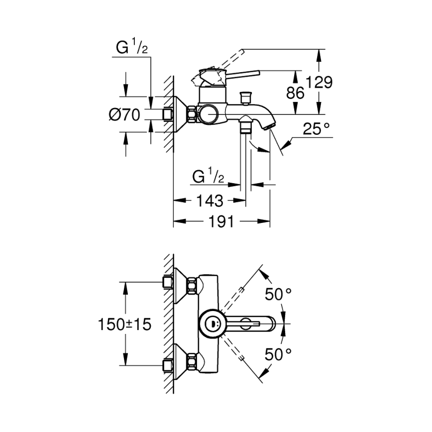 GROHE 23787000 - Змішувач для ванни START CLASSIC DN 15 полірований хром