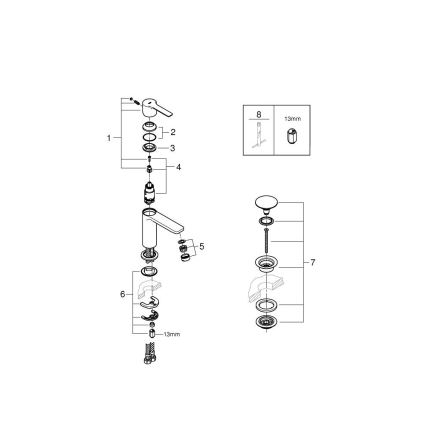 GROHE 23791001 - Змішувач для умивальника LINEARE XS, полірований хром